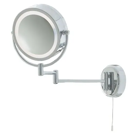 Illuminated Bathroom Mirror with Swing Arm - Chrome image
