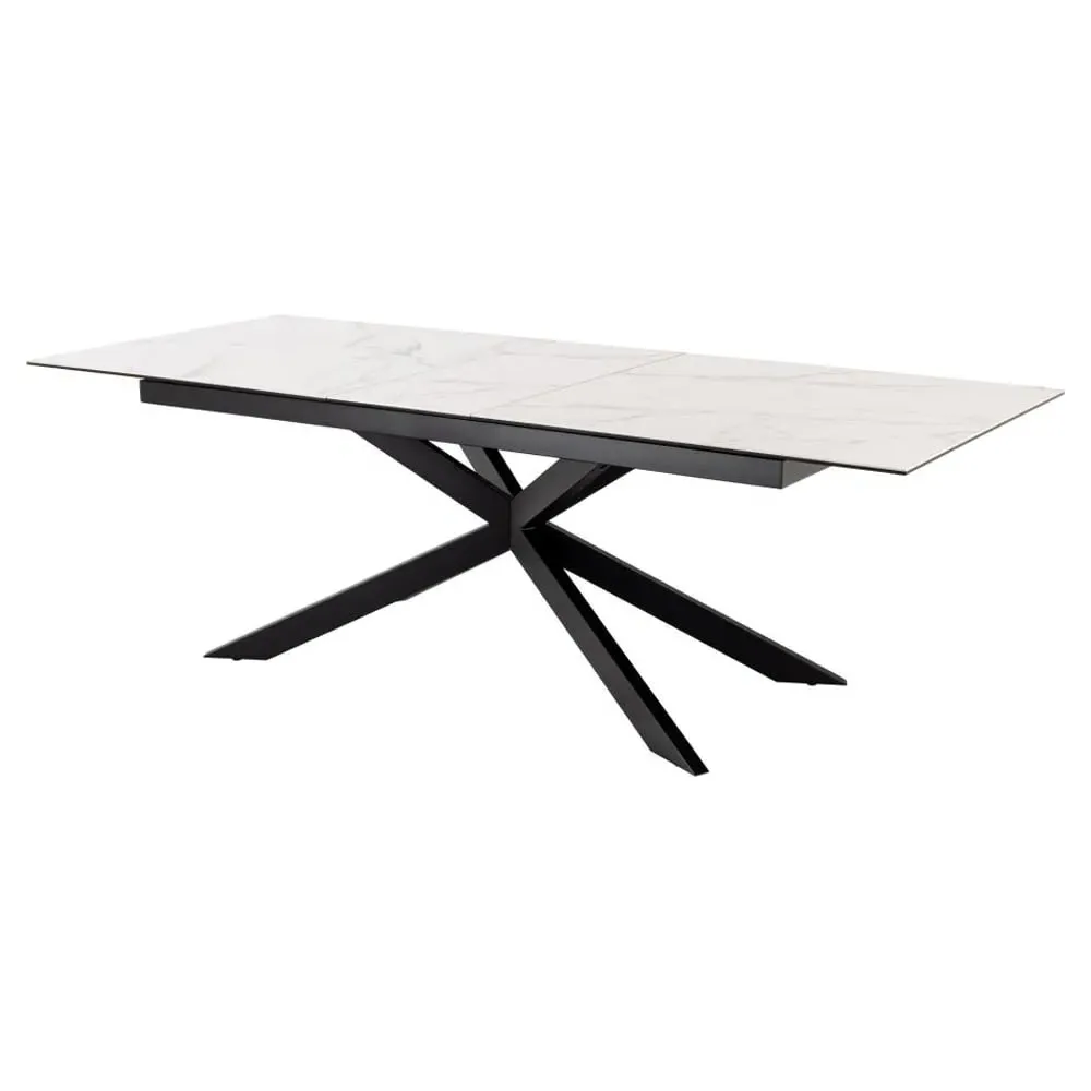 Imperia Large Extending Dining Table - White, Ceramic