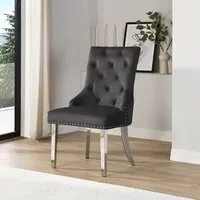 Imperial Button Back Dining Chair - Black, Velvet alternate view