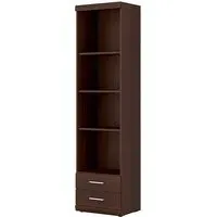 Impro Narrow Shelving Unit with 2 Drawers - Dark Mahogany alternate view