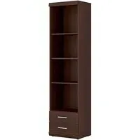 Impro Wooden Bookcase with 2 Drawers - Dark Mahogany