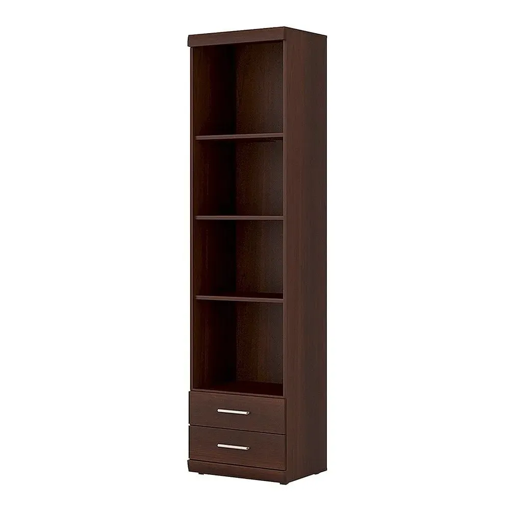 Impro Wooden Bookcase with 2 Drawers - Dark Mahogany image