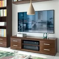 Impro Wooden TV Stand with 4 Drawers - Dark Mahogany