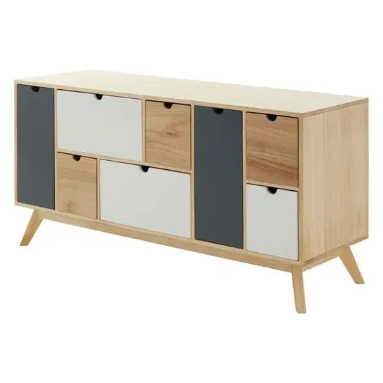 Inaja 6 Drawer Chest with Doors - Natural, MDF