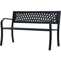 Inaya 125cm Diamond Design Garden Bench - Black, Steel