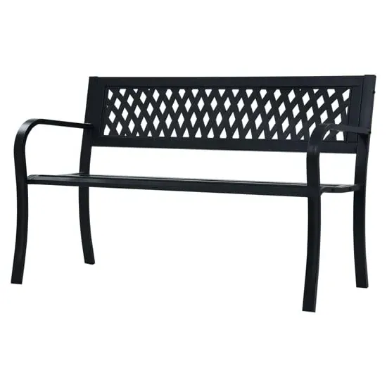Inaya 125cm Diamond Design Garden Bench - Black, Steel image