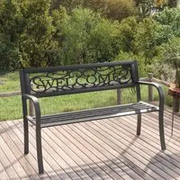 Inaya 125cm Garden Seating Bench - Black, Steel alternate view
