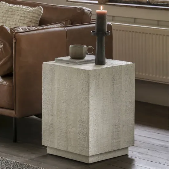 Inca Square Side Table - White, Mango Wood product