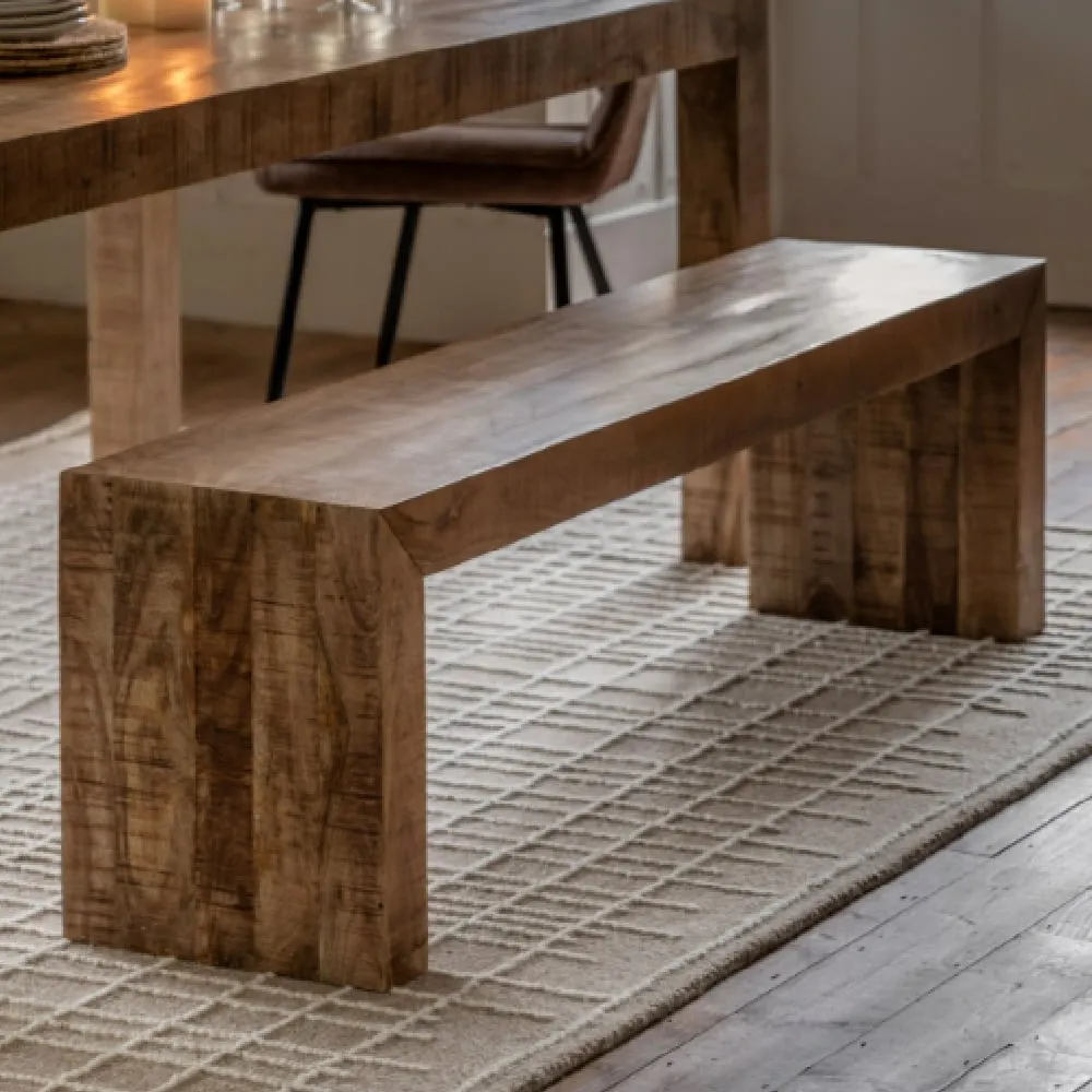 Inca Wooden Dining Bench - Natural, Mango Wood image