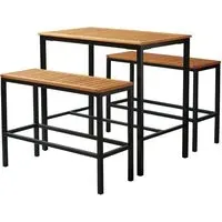 Inchture Bar Height Bench Set - Natural, Robinia Wood