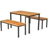 Inchture Dining Table with 2 Benches - Natural, Robinia Wood