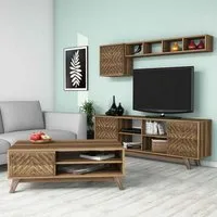 Inci Entertainment Unit and Coffee Table Set - Walnut alternate view