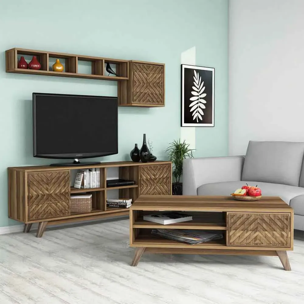 Inci Entertainment Unit and Coffee Table Set - Walnut product