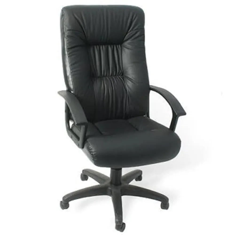 Indianola Office Chair with Height Adjustment - Black, Leather