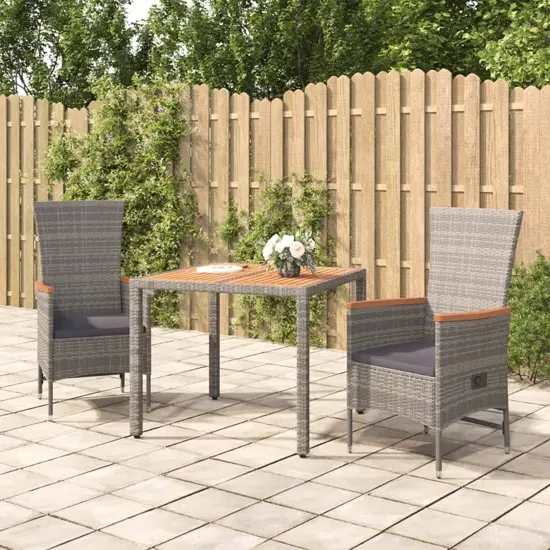 Indio 3-Piece Garden Dining Set Reclining - Grey, Poly Rattan product