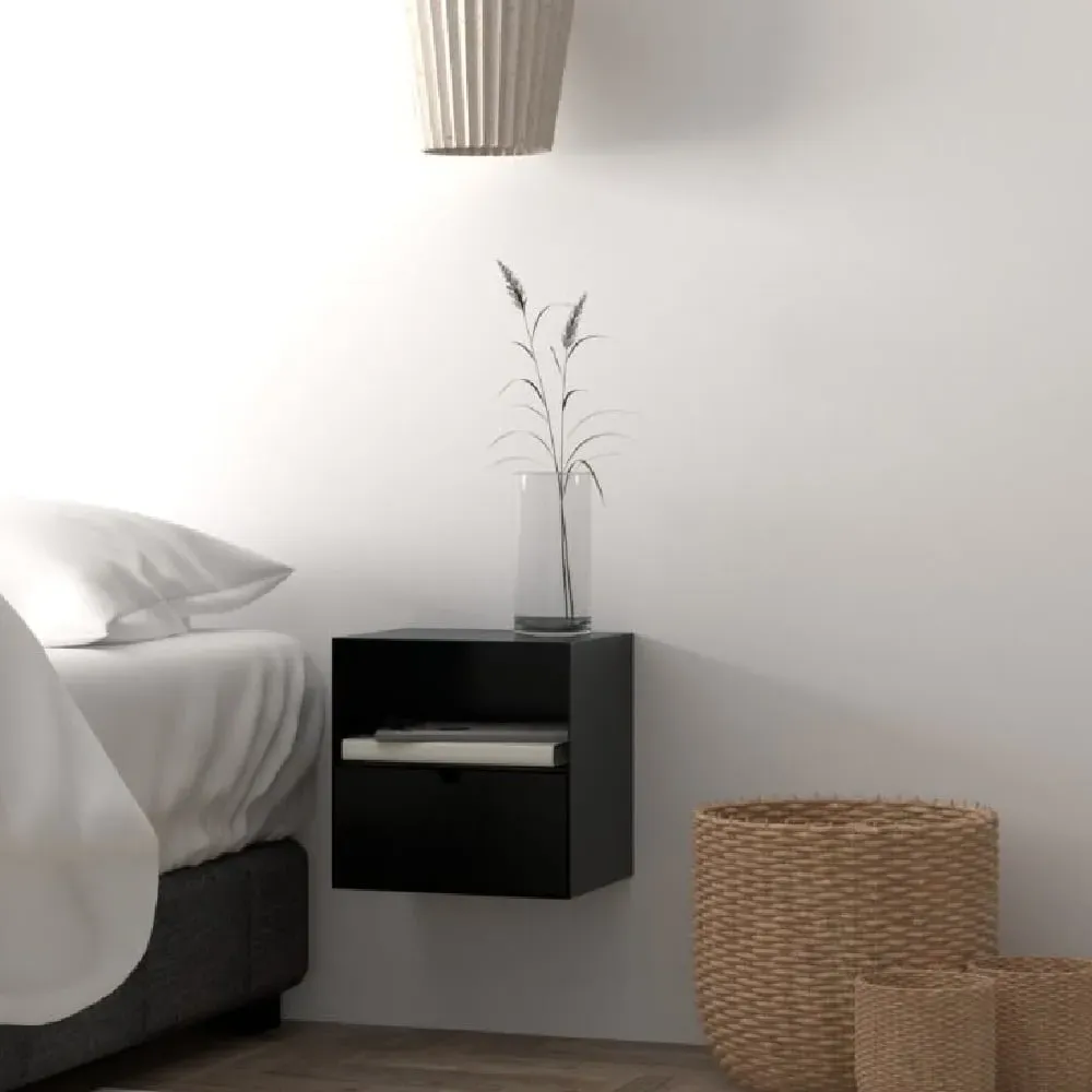 Indio Bedside Cabinet with 1 Drawer - Matt Black, Wood image