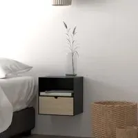 Indio Bedside Cabinet with Drawer - Black, Bamboo