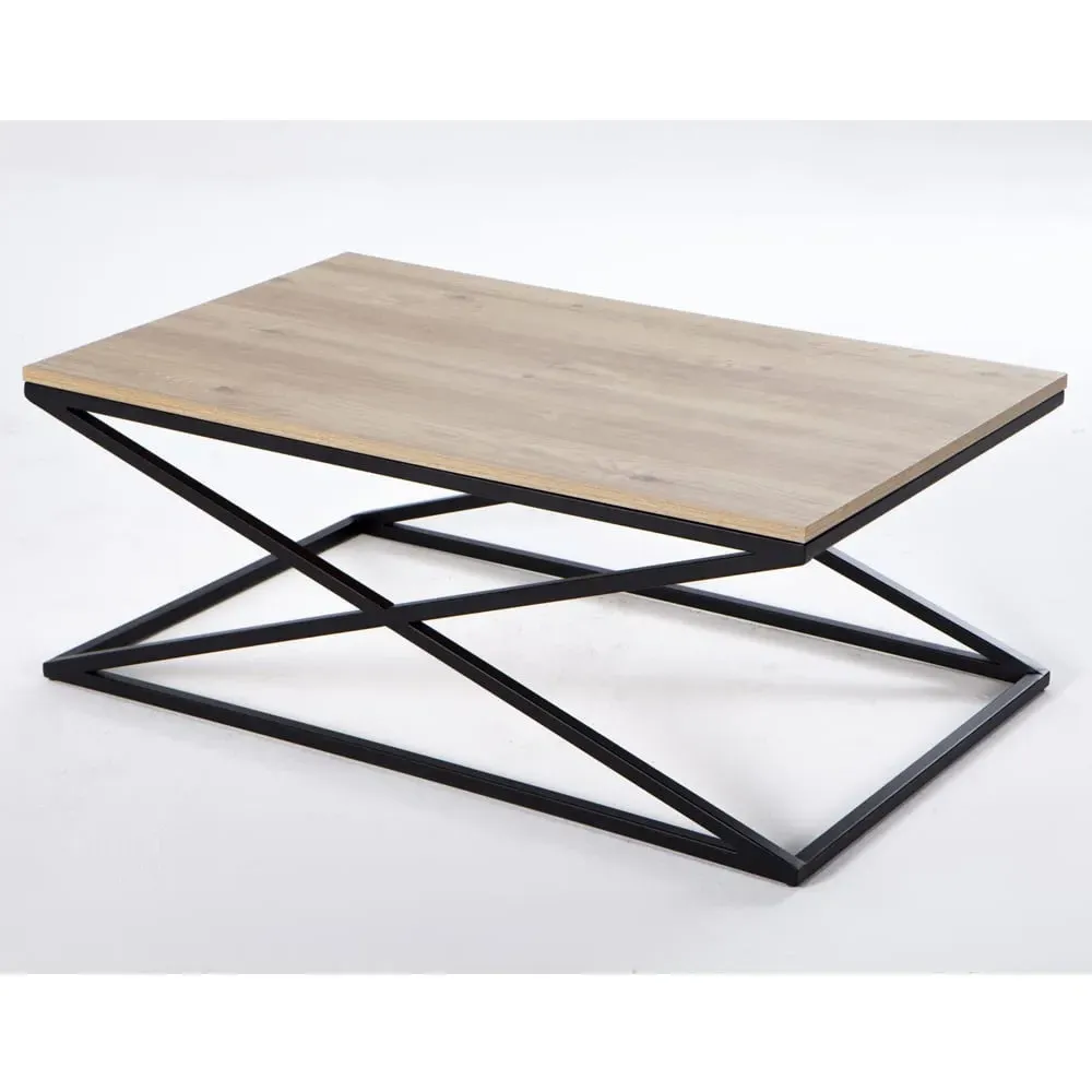 Indio Coffee Table with Black Metal Frame - Oak