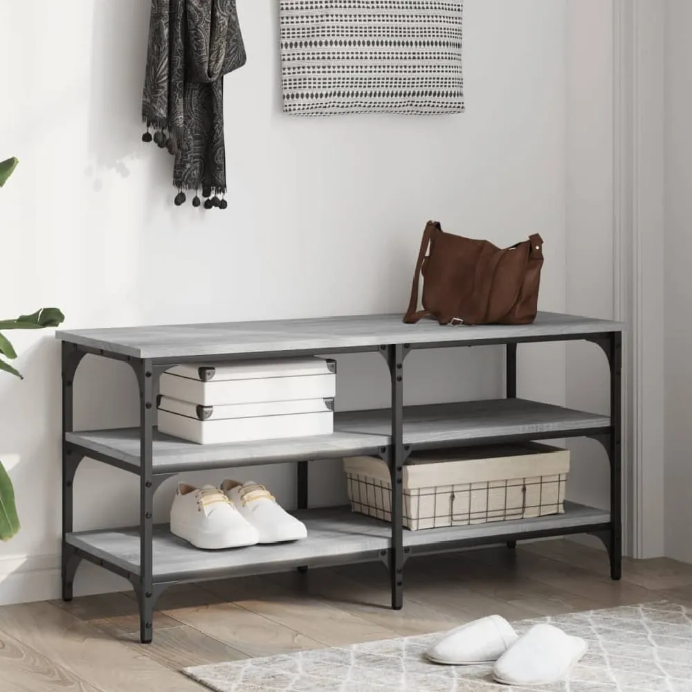 Indio Large Shoe Bench with 2 Shelves - Grey Sonoma