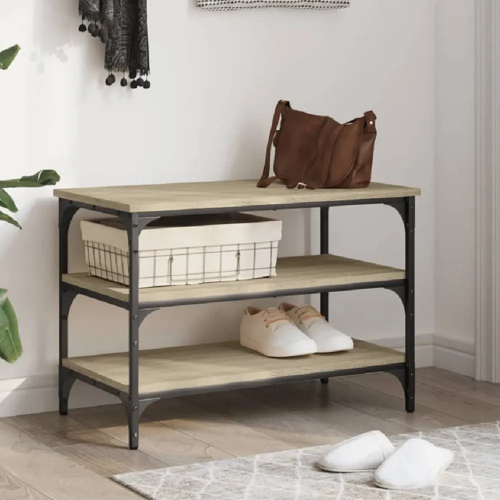 Indio Small Shoe Bench with 2 Shelves - Sonoma Oak