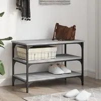 Indio Small Shoe Bench with 2 Shelves - Grey alternate view