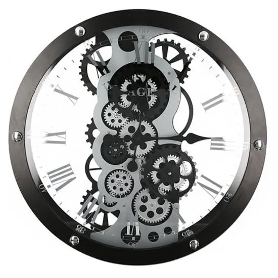 Industry Glass Wall Clock - Silver, Metal