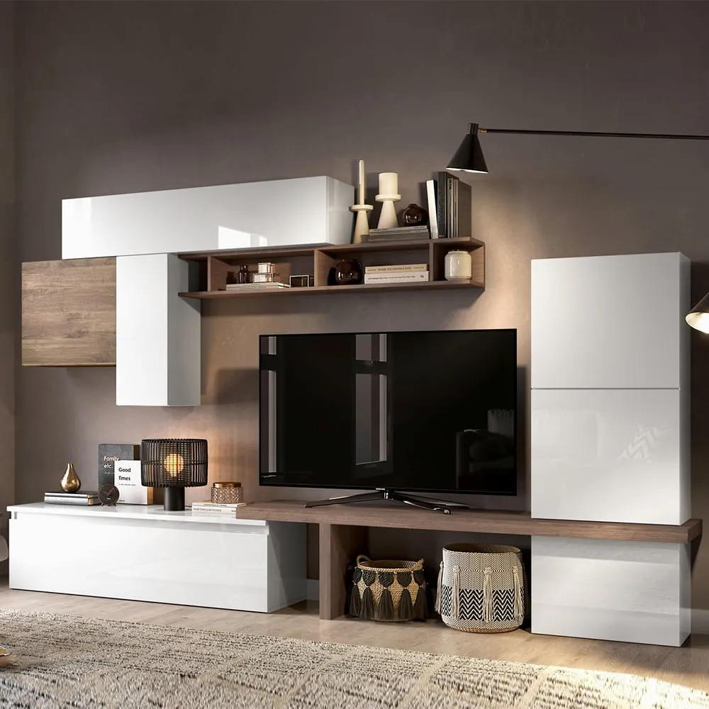 Infinite Entertainment Unit with Soft-Close - White, High Gloss