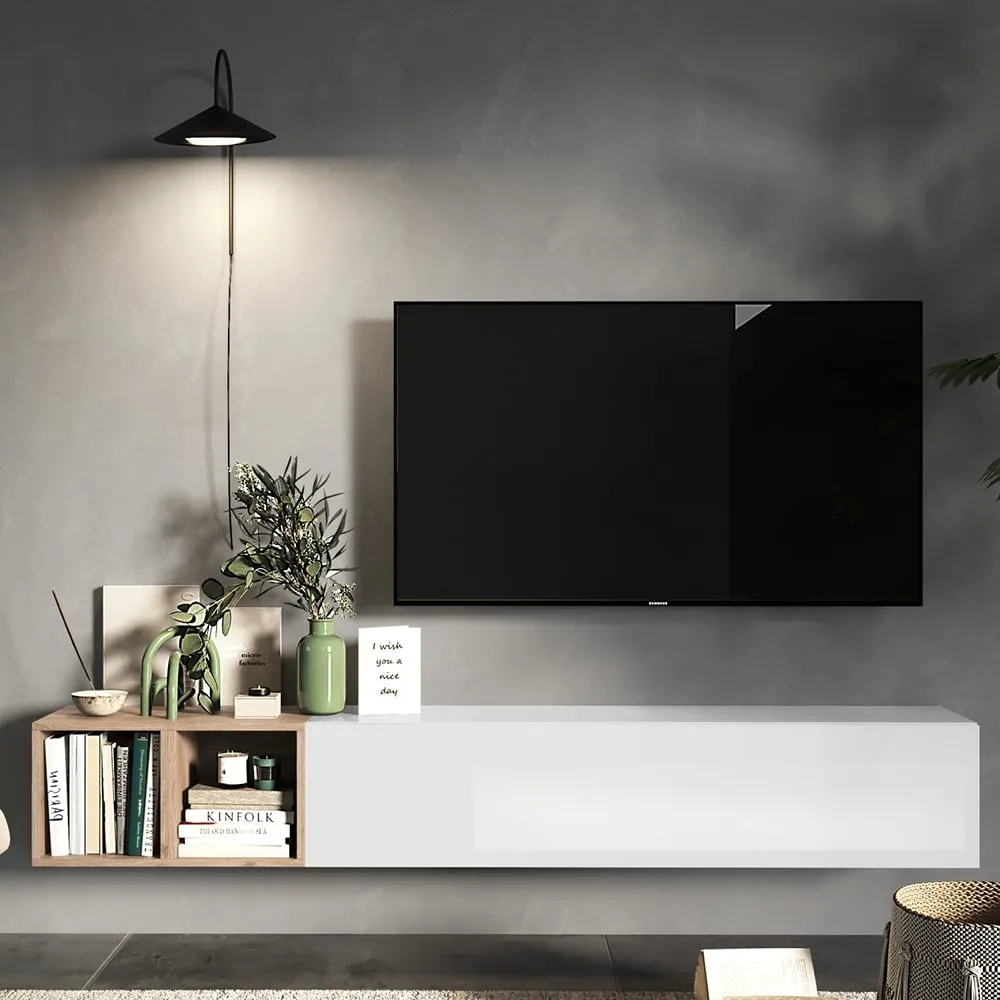 Infinite II Wall Hung Entertainment Unit - White, High Gloss image