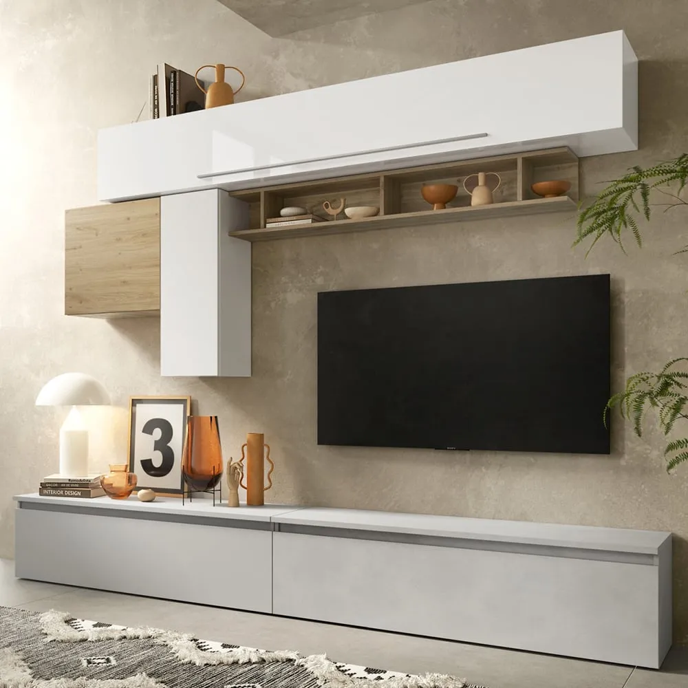 Infinite Wall Hung Entertainment Unit - White, High Gloss