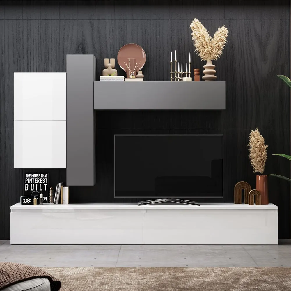 Infinite Wall Hung Entertainment Unit - White, High Gloss