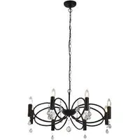 Infinity 8 Light Pendant Light - Matt Black, Crystal Glass