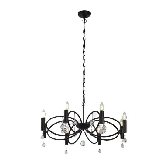 Infinity 8 Light Pendant Light - Matt Black, Crystal Glass image