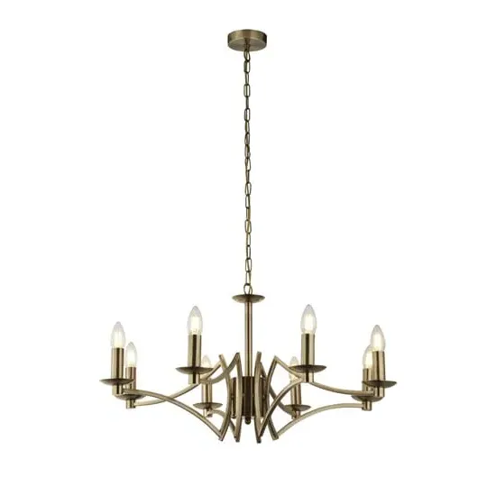 Infinity 8-Light Wall Hung Pendant Light - Antique Brass, Metal