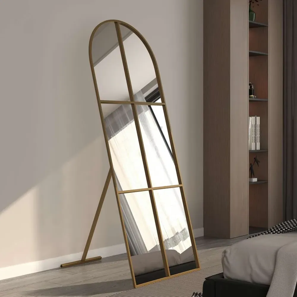 Influencer Arched Full Length Floor Mirror - Gold, Metal product