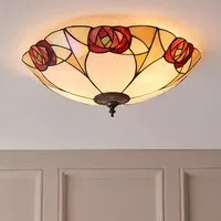 Ingram 2-Light Tiffany Glass Flush Ceiling Light - Dark Bronze alternate view