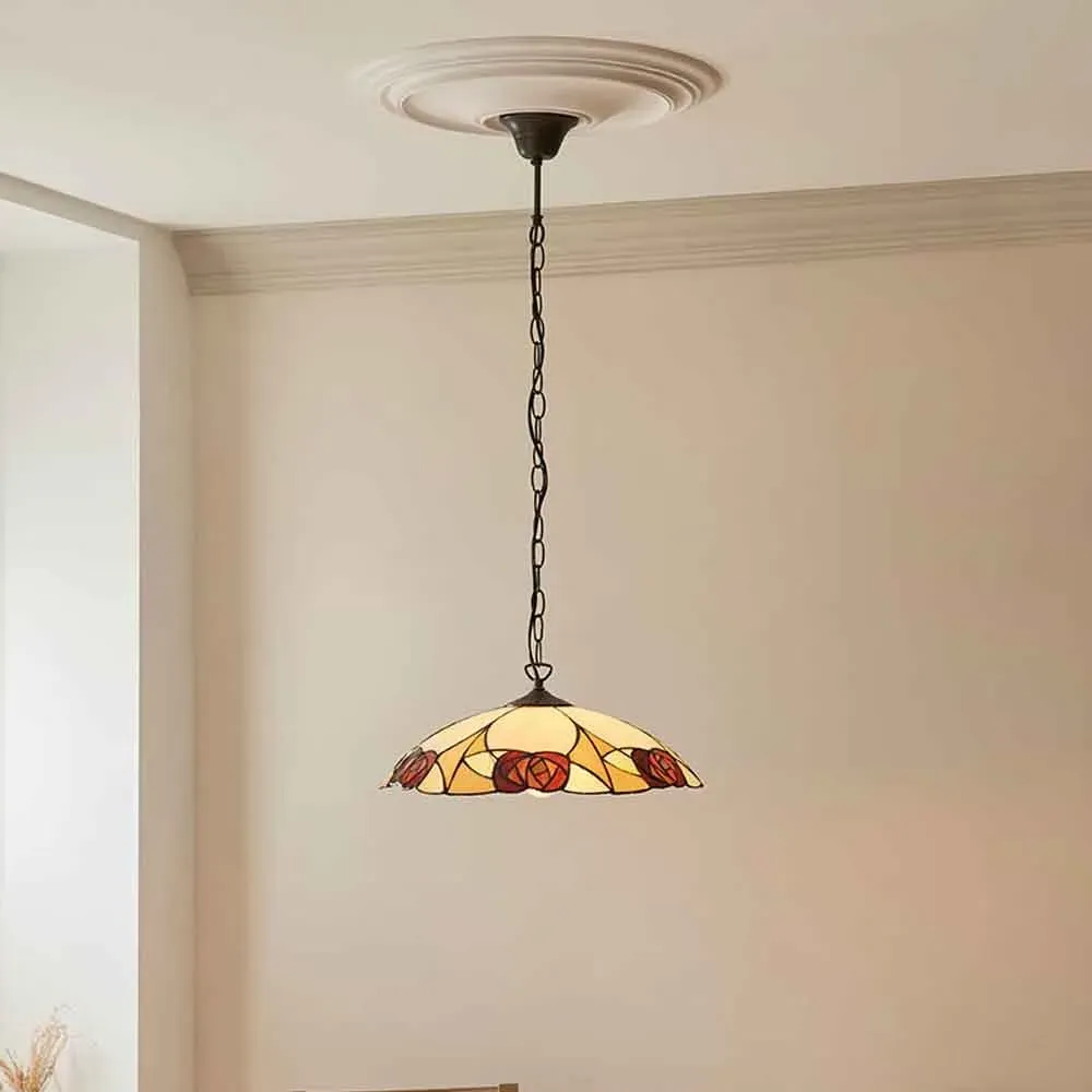 Ingram 3 Light Tiffany Glass Pendant Light - Black image