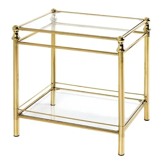 Inman Glass Side Table - Clear, Brass
