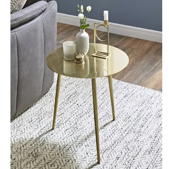 Inman Round Side Table - Gold, Metal