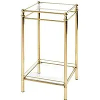 Inman Tall Square Glass Side Table - Clear, Brass