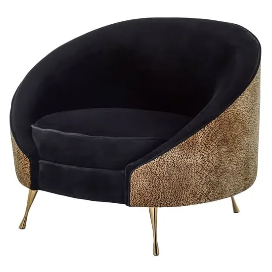 Intercrus Armchair with Leopard Print - Black