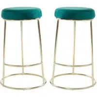 Intercrus Bar Stools - Green, Velvet
