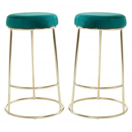 Intercrus Bar Stools - Green, Velvet