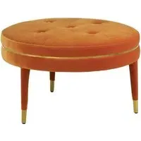 Intercrus Button Tufted Footstool - Orange, Velvet