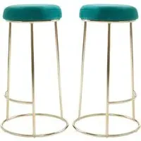 Intercrus Tall Bar Stools - Green, Velvet