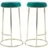 Intercrus Tall Bar Stools - Green, Velvet