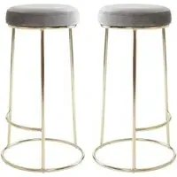 Intercrus Tall Bar Stools - Grey, Velvet