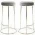 Intercrus Tall Bar Stools - Grey, Velvet