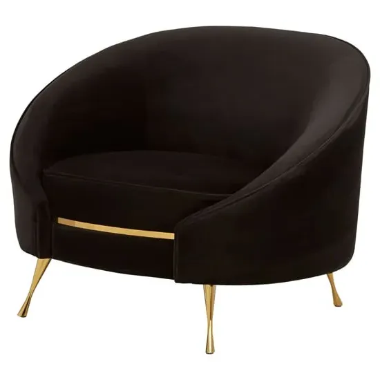Intercrus Upholstered Armchair - Black, Velvet