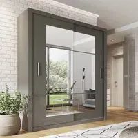Ionia 180cm Wardrobe with 2 Sliding Doors - Matt Grey