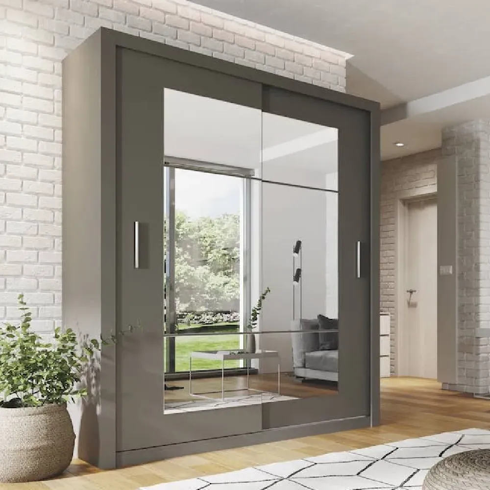 Ionia 180cm Wardrobe with 2 Sliding Doors - Matt Grey image